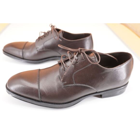 Canali Cap Toe Derby Dark Brown Leather Oxford SZ 9 New Lace Up dress shoe $645 main image 8